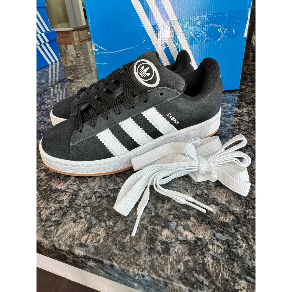 Adidas Campus 00s J Core Black White Suede Sneakers HQ6638 Size 4.5Y